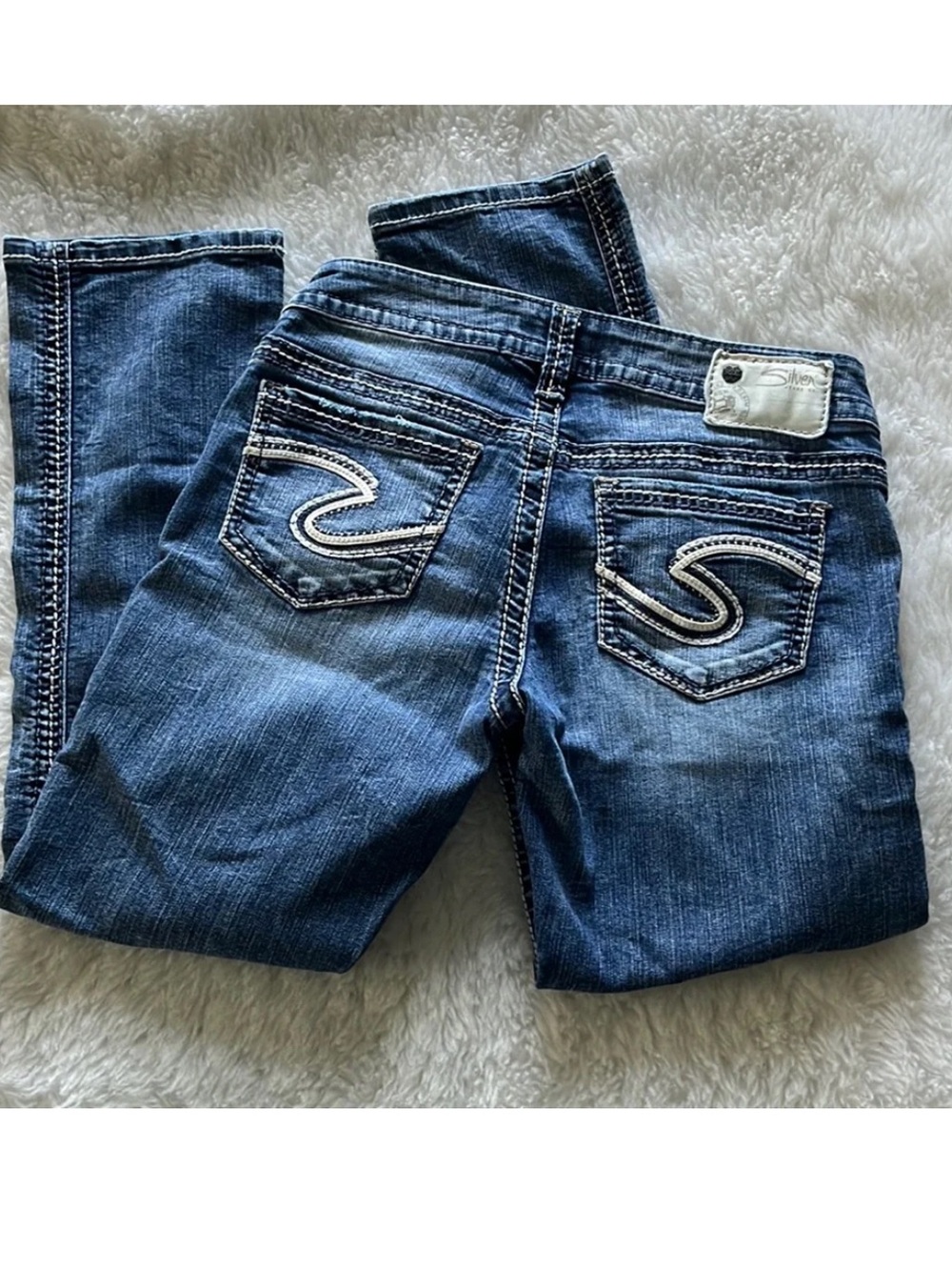 Silver Twisted Capri cropped distressed medium wash jeans size 26 - Picture 6 of 15